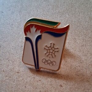 Winter Olympics Enamel Pin - White, Red, Blue, Green